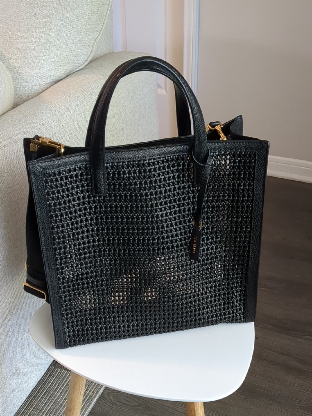 Ted Baker Black Geometrical Leather Tote